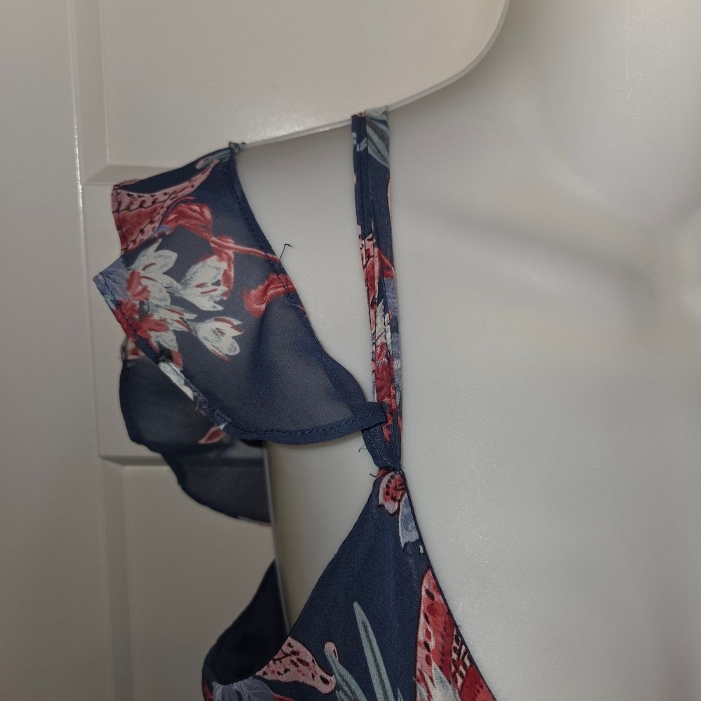 Lulus Romantic Fantasy Pink & Blue Floral Paisley Print Maxi Dress, Size Small - Picture 4 of 9